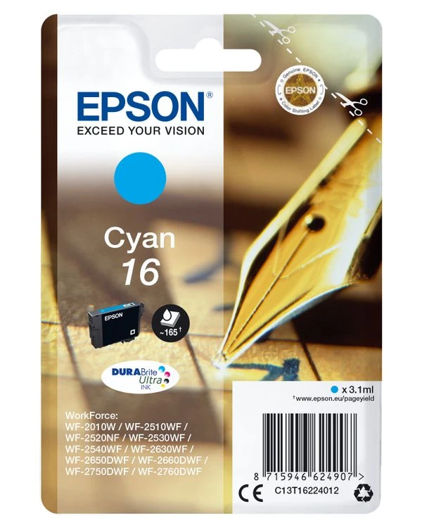CARTUCHO EPSON CYAN 16 T1622 C13T16224012 2 CARTUCHO EPSON CYAN 16 T1622 C13T16224012 - Imagen 2