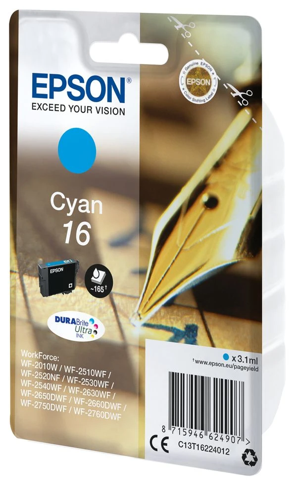 CARTUCHO EPSON CYAN 16 T1622 C13T16224012 3 CARTUCHO EPSON CYAN 16 T1622 C13T16224012 - Imagen 3