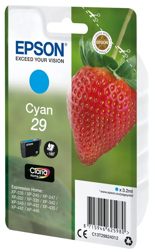 CARTUCHO EPSON CYAN XP235 XP-332 XP-335 XP-432 XP-435 N 29 C13T29824012 3 CARTUCHO EPSON CYAN XP235 XP-332 XP-335 XP-432 XP-435 N 29 C13T29824012 - Imagen 3