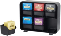 ORGANIZADOR LA HORA DEL CAFE 6 COMPARTIMENTOS INFUSIONES Y CAPSULAS 130X260X200 MM NEGRO ARCHIVO 2000 CD906 NE