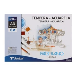 PACK 10 SOBRES DE 6 HOJAS PAPEL TEMPERAACUARELA 350 GR A3 29.7 X 42 CM BLANCO FABRIANO F74233261