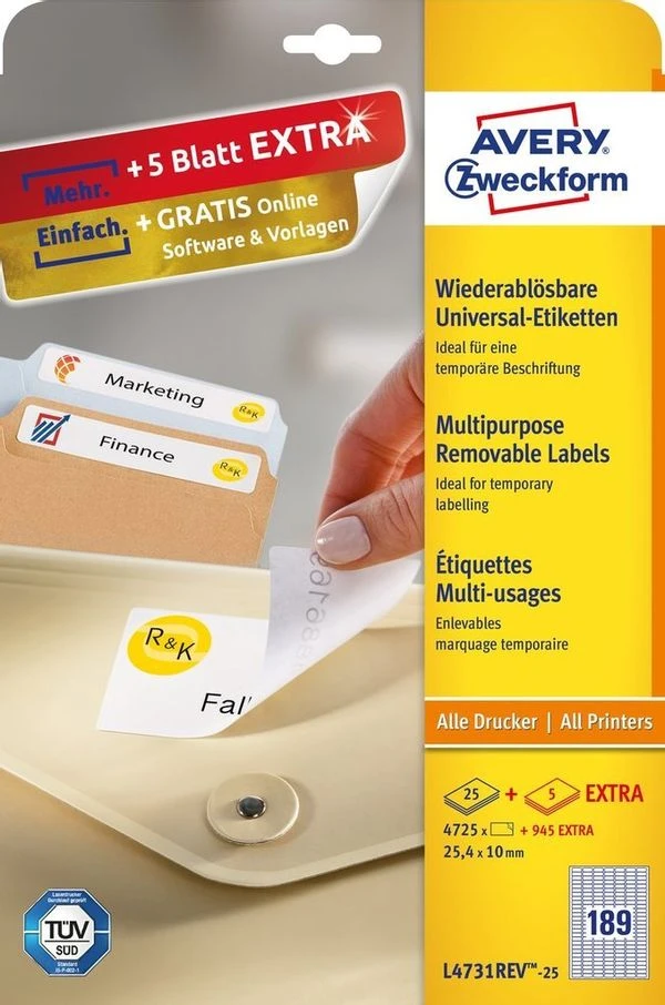 PAQUETE 25 HOJAS ETIQUETAS DESPEGABLES ECOLOGICAS. CERTIFICADAS FSC-IMPRESORAS LASER-25.4X10 MM AVERY L4731REV-25 3 PAQUETE 25 HOJAS ETIQUETAS DESPEGABLES ECOLOGICAS. CERTIFICADAS FSC-IMPRESORAS LASER-25.4X10 MM AVERY L4731REV-25 - Imagen 3