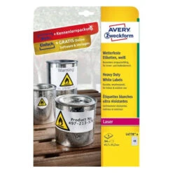 PAQUETE 8 HOJAS ETIQUETAS DE POLIESTER BLANCO-IMPRESORAS LASER-45.7X21.2 MM AVERY L4778-8 -tienda EPSON L4778 8 pic 2