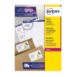 PAQUETE 15 HOJAS ETIQUETAS BLANCAS PARA PAQUETES IMPRESORAS LASER 199.6X289.1 MM AVERY L7167-15