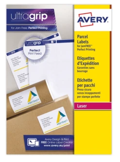 PAQUETE 15 HOJAS ETIQUETAS BLANCAS PARA PAQUETES IMPRESORAS LASER 99.1X57 MM AVERY L7173-15