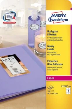 CAJA DE 40 HOJAS 8 ETIQUETAS X HOJA ETIQUETAS BLANCAS BRILLANTES 99.1X67.7MM AVERY L7765-40 8 CAJA DE 40 HOJAS 8 ETIQUETAS X HOJA ETIQUETAS BLANCAS BRILLANTES 99.1X67.7MM AVERY L7765-40 -tienda EPSON L7765 40 pic 2