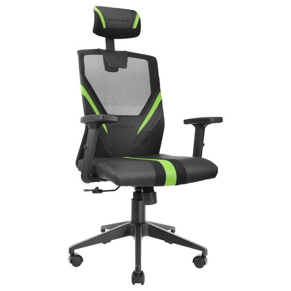 SILLA ERGONOMICA MARS GAMING MGC-ERGO NEGRA CON DETALLES EN VERDE RESPALDO EN MALLA TRANSPIRABLE AJUSTE LUMBAR-CERVICAL-REPOSABRAZOS 1 SILLA ERGONOMICA MARS GAMING MGC-ERGO NEGRA CON DETALLES EN VERDE RESPALDO EN MALLA TRANSPIRABLE AJUSTE LUMBAR-CERVICAL-REPOSABRAZOS