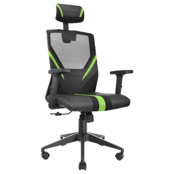 SILLA ERGONOMICA MARS GAMING MGC-ERGO NEGRA CON DETALLES EN VERDE RESPALDO EN MALLA TRANSPIRABLE AJUSTE LUMBAR-CERVICAL-REPOSABRAZOS 2 SILLA ERGONOMICA MARS GAMING MGC-ERGO NEGRA CON DETALLES EN VERDE RESPALDO EN MALLA TRANSPIRABLE AJUSTE LUMBAR-CERVICAL-REPOSABRAZOS - Imagen 2