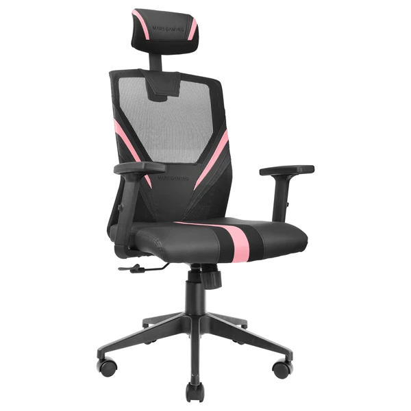 SILLA ERGONOMICA MARS GAMING MGC-ERGO NEGRA CON DETALLES EN ROSA RESPALDO EN MALLA TRANSPIRABLE AJUSTE LUMBAR-CERVICAL-REPOSABRAZOS 1 SILLA ERGONOMICA MARS GAMING MGC-ERGO NEGRA CON DETALLES EN ROSA RESPALDO EN MALLA TRANSPIRABLE AJUSTE LUMBAR-CERVICAL-REPOSABRAZOS