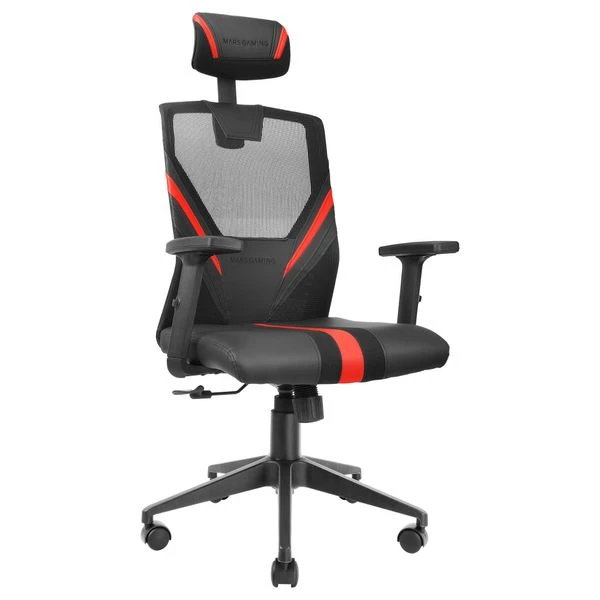 SILLA ERGONOMICA MARS GAMING MGC-ERGO NEGRA CON DETALLES EN ROJO RESPALDO EN MALLA TRANSPIRABLE AJUSTE LUMBAR-CERVICAL-REPOSABRAZOS 2 SILLA ERGONOMICA MARS GAMING MGC-ERGO NEGRA CON DETALLES EN ROJO RESPALDO EN MALLA TRANSPIRABLE AJUSTE LUMBAR-CERVICAL-REPOSABRAZOS - Imagen 2