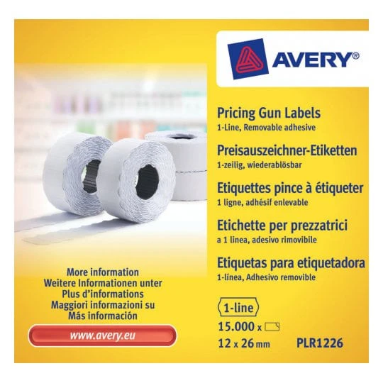 PACK 10 ROLLOS DE ETIQUETAS BLANCAS-DESPEGABLES DE 1 LINEA-1.500 ETIQUETAS 12X26MM POR ROLLO AVERY PLR1226 2 PACK 10 ROLLOS DE ETIQUETAS BLANCAS-DESPEGABLES DE 1 LINEA-1.500 ETIQUETAS 12X26MM POR ROLLO AVERY PLR1226 - Imagen 2