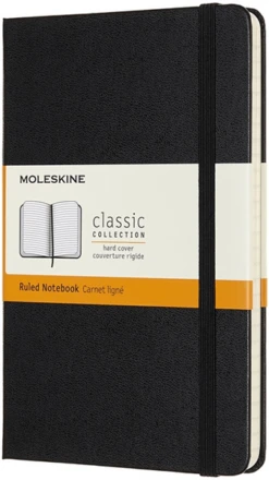 LIBRETA CLASICA TAPA DURA NEGRA M 11.5X18CM RAYAS MOLESKINE QP050
