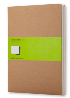 SET DE 3 LIBRETAS CAHIER MARRON KRAFT XL 19X25CM LISAS MOLESKINE QP423