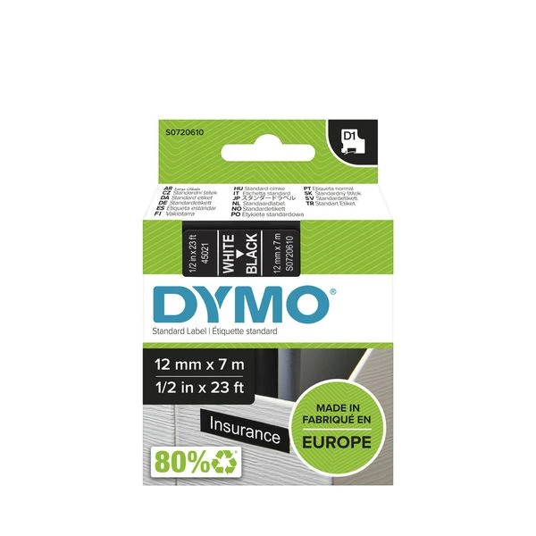 CINTA ROTULADORA D1 12MMX7M BLANCO NEGRO DYMO S0720610 3 CINTA ROTULADORA D1 12MMX7M BLANCO NEGRO DYMO S0720610 - Imagen 3