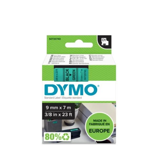 CINTA ROTULADORA D1 9MMX7M NEGRO VERDE DYMO S0720740 3 CINTA ROTULADORA D1 9MMX7M NEGRO VERDE DYMO S0720740 - Imagen 3