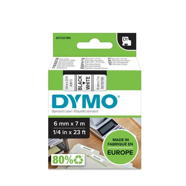 D1-CINTAS DYMO 6MMX7M NEG BLAN 3 D1-CINTAS DYMO 6MMX7M NEG BLAN - Imagen 3