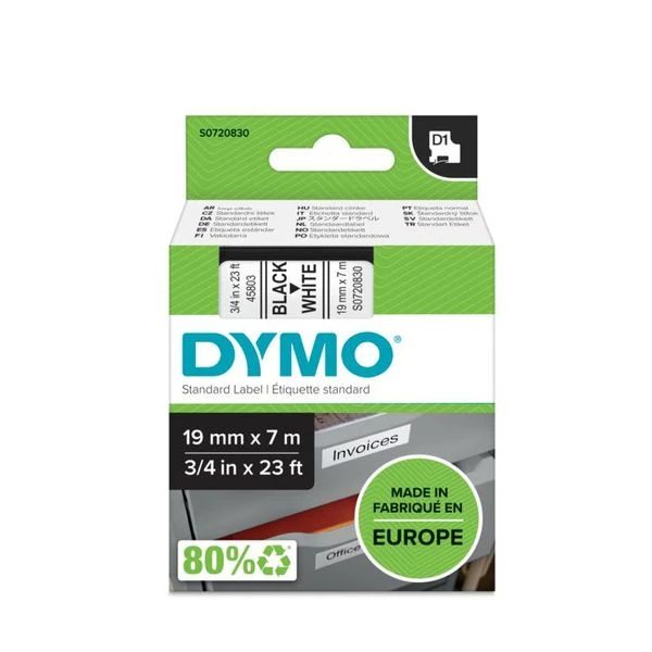 CINTA ROTULADORA D1 19MMX7M NEGRO BLANCO DYMO S0720830 4 CINTA ROTULADORA D1 19MMX7M NEGRO BLANCO DYMO S0720830 - Imagen 4