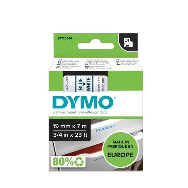 CINTA ROTULADORA D1 19MMX7M AZUL BLANCO DYMO S0720840 3 CINTA ROTULADORA D1 19MMX7M AZUL BLANCO DYMO S0720840 - Imagen 3
