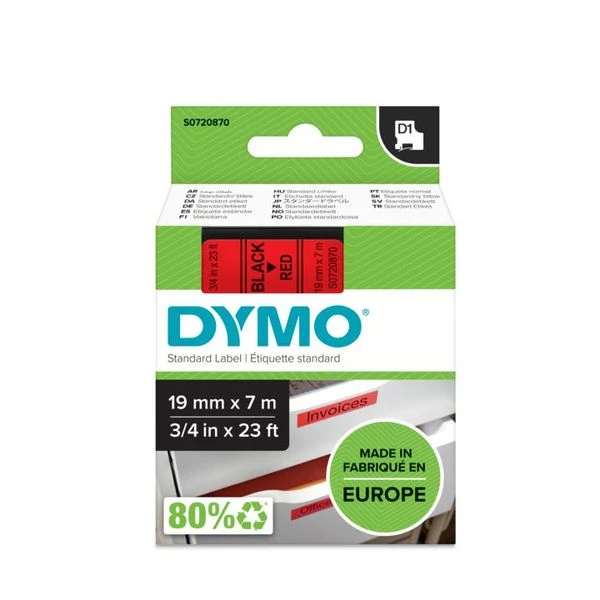 CINTA ROTULADORA D1 19MMX7M NEGRO ROJO DYMO S0720870 3 CINTA ROTULADORA D1 19MMX7M NEGRO ROJO DYMO S0720870 - Imagen 3