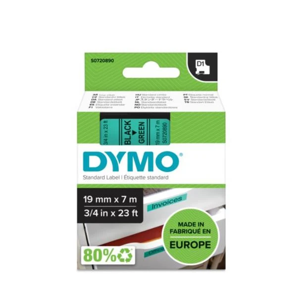 CINTA ROTULADORA D1 19MMX7M NEGRO VERDE DYMO S0720890 3 CINTA ROTULADORA D1 19MMX7M NEGRO VERDE DYMO S0720890 - Imagen 3