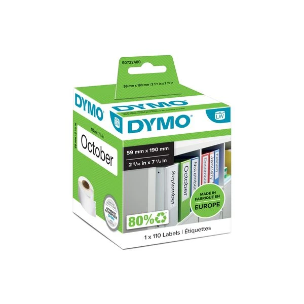 ROLLO ETIQUETAS LABELWRITER 59X190 BLANCO DYMO S0722480 2 ROLLO ETIQUETAS LABELWRITER 59X190 BLANCO DYMO S0722480 - Imagen 2