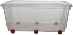 CAJA DE ALMACENAJE CON 6 RUEDAS Y TAPA CAPACIDAD 70 LITROS 440X810X340 MM CRISTAL TRANSPARENTE ARCHIVO 2000 WFS051530 CSTP
