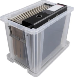 CAJA DE ALMACENAJE APILABLE CON TAPA CAPACIDAD 18.8 LITROS 250X395X290 MM CRISTAL TRANSPARENTE ARCHIVO 2000 WFS20M185 CS TP