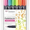 ESTUCHE 6 ROTULADORES FUDENOSUKE BASE AGUA PUNTA ELASTICA DURA. COLORES NEON 1 U. X COLOR. TOMBOW WS-BH-6P